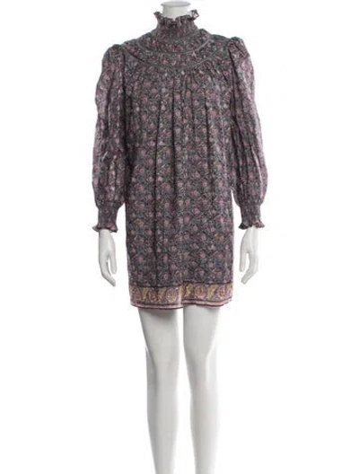 Pre-owned Hunter Floral Print Mini Dress In Grey