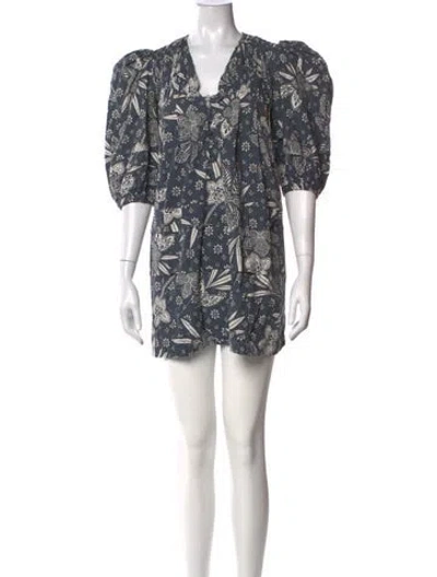 Pre-owned Hunter Floral Print Mini Dress In Grey
