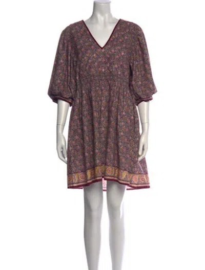 Pre-owned Hunter Floral Print Mini Dress In Grey