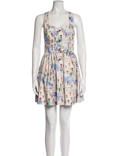 Pre-owned Hunter Floral Print Mini Dress In Neutral