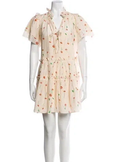 Pre-owned Hunter Floral Print Mini Dress In Neutral