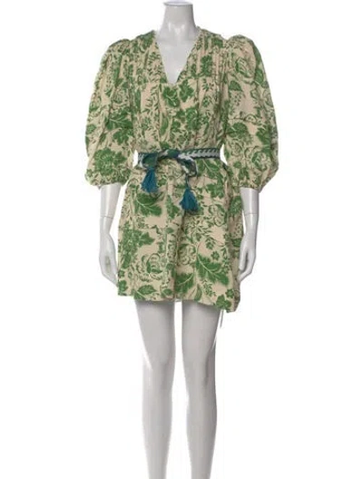 Pre-owned Hunter Floral Print Mini Dress In Neutral