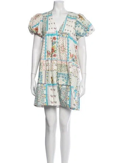 Pre-owned Hunter Floral Print Mini Dress In Neutral
