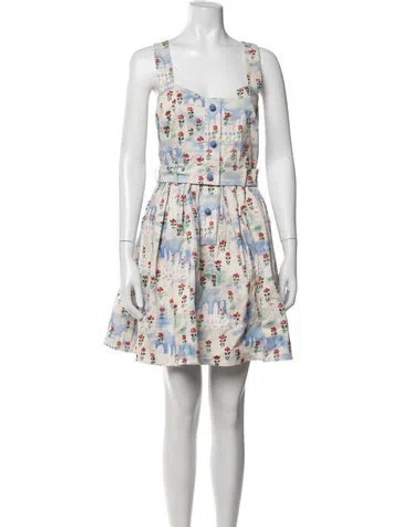 Pre-owned Hunter Floral Print Mini Dress In Neutral