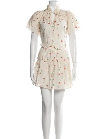 Pre-owned Hunter Floral Print Mini Dress In Neutral