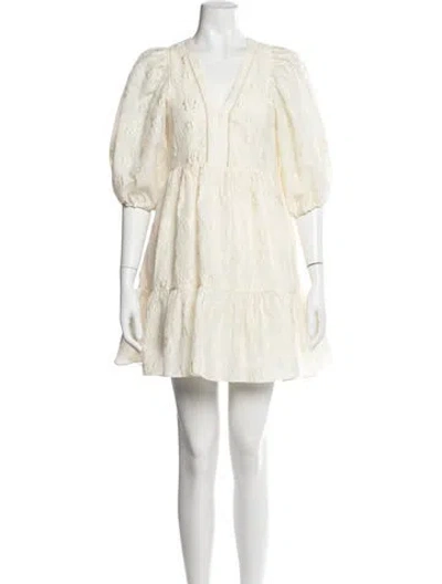 Pre-owned Hunter Floral Print Mini Dress In Neutrals
