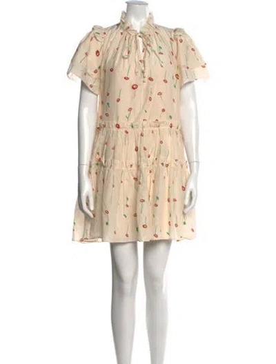 Pre-owned Hunter Floral Print Mini Dress In Neutrals