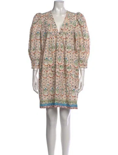 Pre-owned Hunter Floral Print Mini Dress In Neutrals