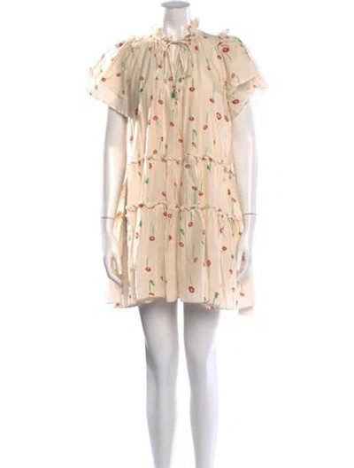 Pre-owned Hunter Floral Print Mini Dress In Neutrals