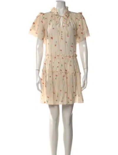 Pre-owned Hunter Floral Print Mini Dress In Neutrals