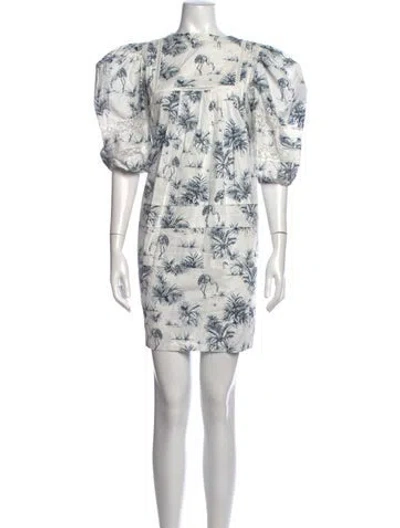 Pre-owned Hunter Floral Print Mini Dress In Neutrals