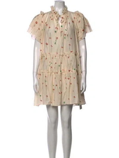 Pre-owned Hunter Floral Print Mini Dress In Neutrals