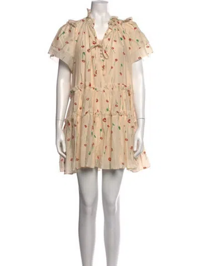 Pre-owned Hunter Floral Print Mini Dress In Neutrals