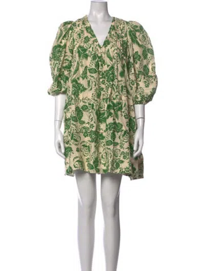 Pre-owned Hunter Floral Print Mini Dress In Neutrals