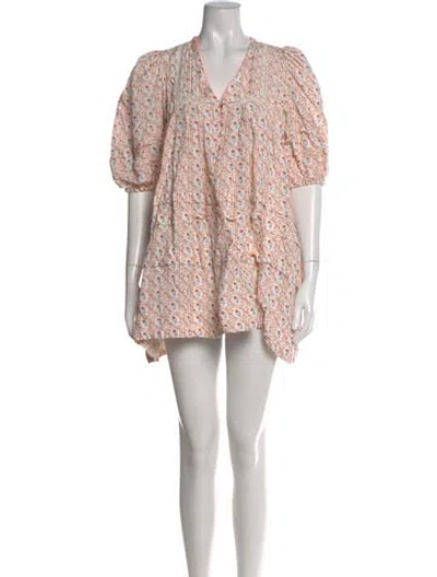 Pre-owned Hunter Floral Print Mini Dress In Orange