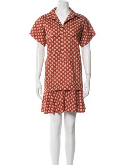 Pre-owned Hunter Floral Print Mini Dress In Orange