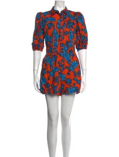 Pre-owned Hunter Floral Print Mini Dress In Orange