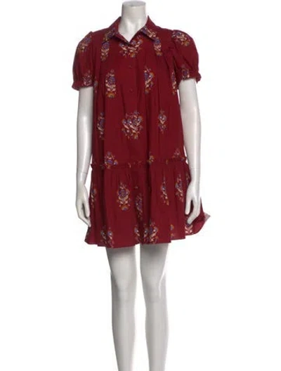 Pre-owned Hunter Floral Print Mini Dress In Red