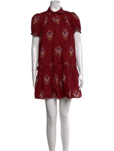 Pre-owned Hunter Floral Print Mini Dress In Red