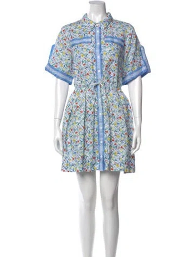 Pre-owned Hunter Floral Print Mini Dress W/ Tags In Blue