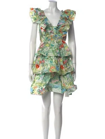 Pre-owned Hunter Floral Print Mini Dress W/ Tags In Green
