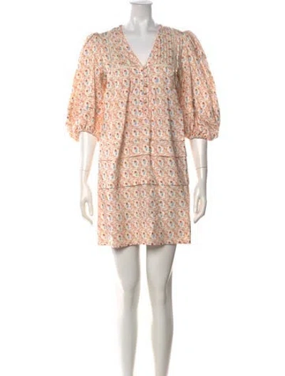 Pre-owned Hunter Floral Print Mini Dress W/ Tags In Orange