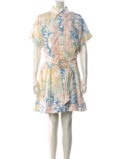 Pre-owned Hunter Floral Print Mini Dress In White