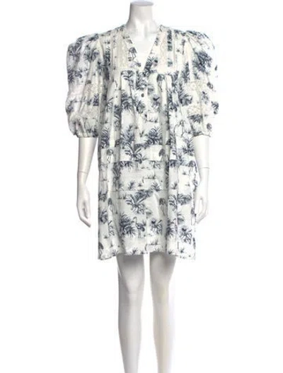 Pre-owned Hunter Floral Print Mini Dress In White