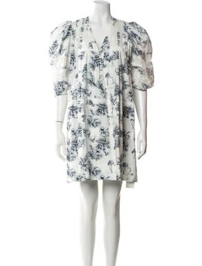 Pre-owned Hunter Floral Print Mini Dress In White