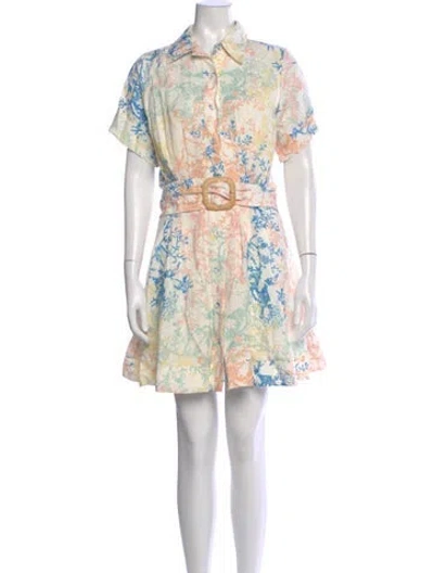 Pre-owned Hunter Floral Print Mini Dress In White