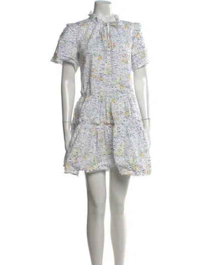 Pre-owned Hunter Floral Print Mini Dress In White