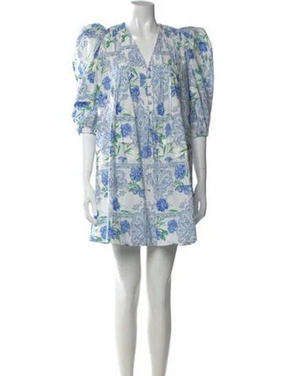 Pre-owned Hunter Floral Print Mini Dress In White
