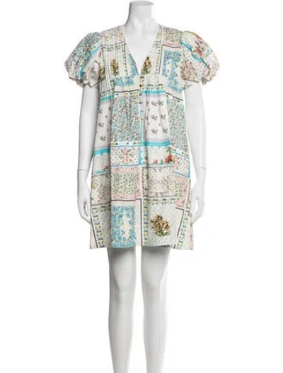 Pre-owned Hunter Floral Print Mini Dress In White