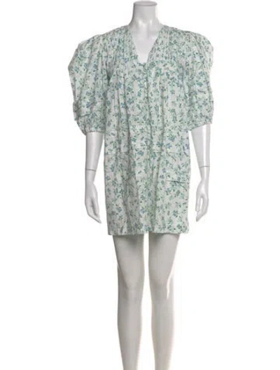Pre-owned Hunter Floral Print Mini Dress In White