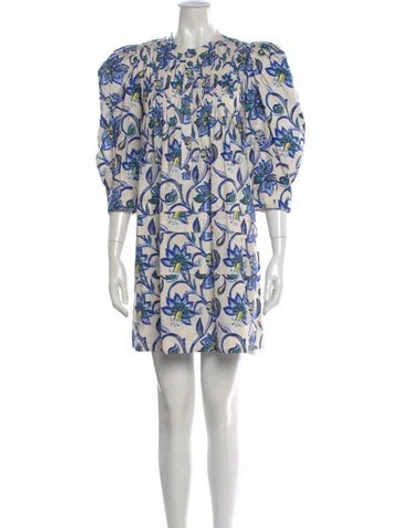 Pre-owned Hunter Floral Print Mini Dress In White
