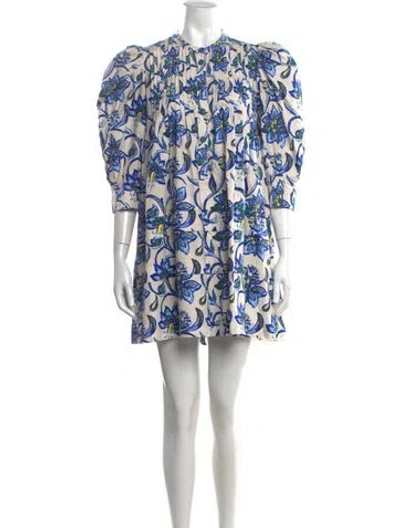 Pre-owned Hunter Floral Print Mini Dress In White