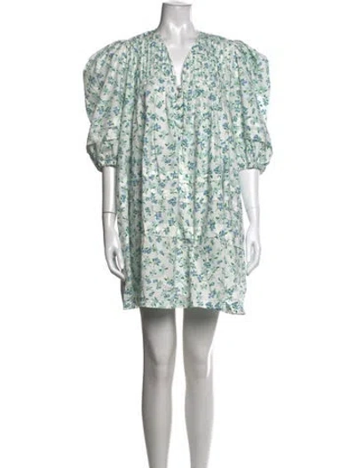 Pre-owned Hunter Floral Print Mini Dress In White