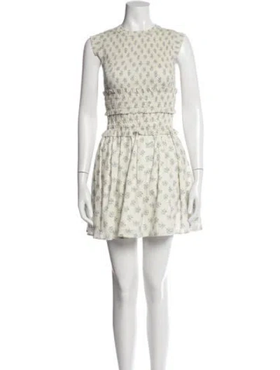Pre-owned Hunter Floral Print Mini Dress In White