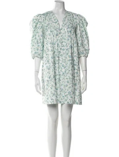 Pre-owned Hunter Floral Print Mini Dress In White