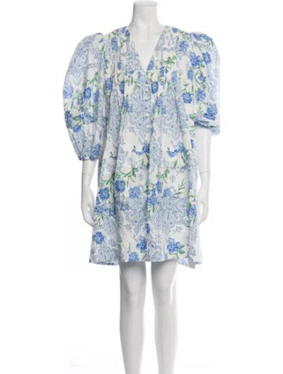 Pre-owned Hunter Floral Print Mini Dress In White