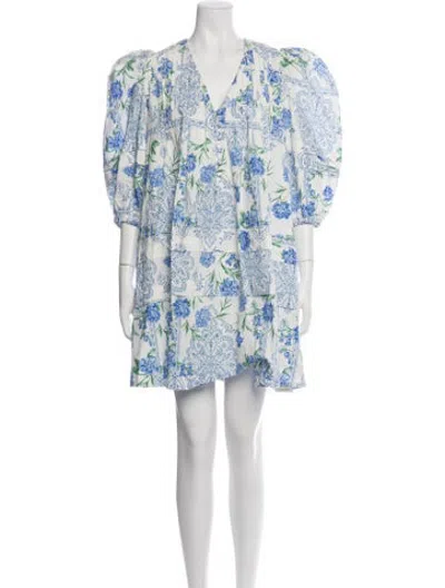 Pre-owned Hunter Floral Print Mini Dress In White