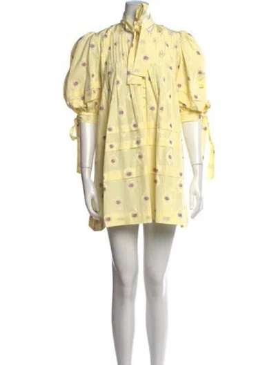 Pre-owned Hunter Floral Print Mini Dress In Yellow