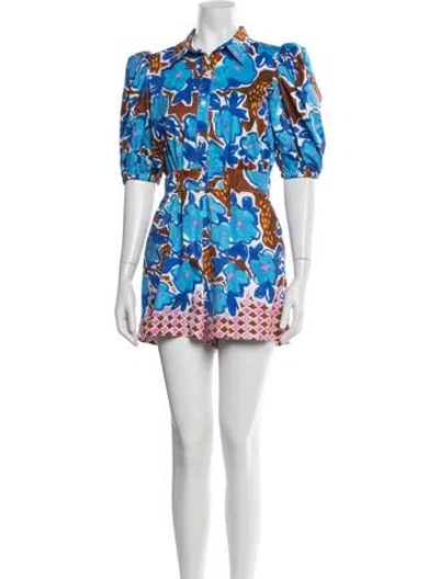 Pre-owned Hunter Floral Print Romper In Blue
