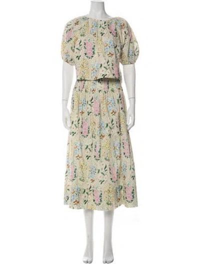 Pre-owned Hunter Floral Print Skirt Set In Neutral