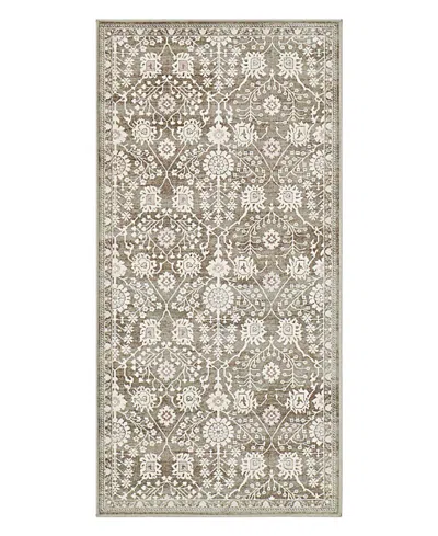 Hunter Florence Washable Non-slip Printed Chenille Accent Rug, 48" X 24" In Brown