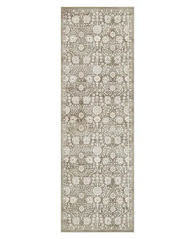 Hunter Florence Washable Non-slip Printed Chenille Runner Rug, 72" X 24" In Gray