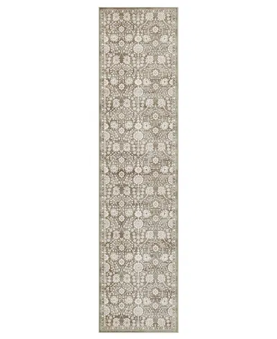 Hunter Florence Washable Non-slip Printed Chenille Runner Rug, 96" X 24" In Neutral