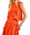 Hunter Nathalie Skirt In Tangerine Tango Embroidery In Animal Print