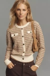 Hunter French Ribbed-hem Button-front Sweater In Brown