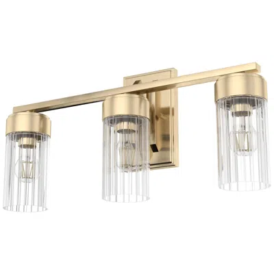 Hunter Gatz Alturas Gold With Ribbed Glass 3 Light Vanity